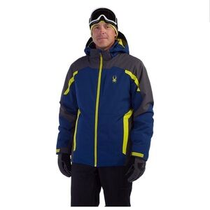SPYDER BLUE AND YELLOW GUARDIAN INSULATED SKI JACKET MEN'S MEDIUM